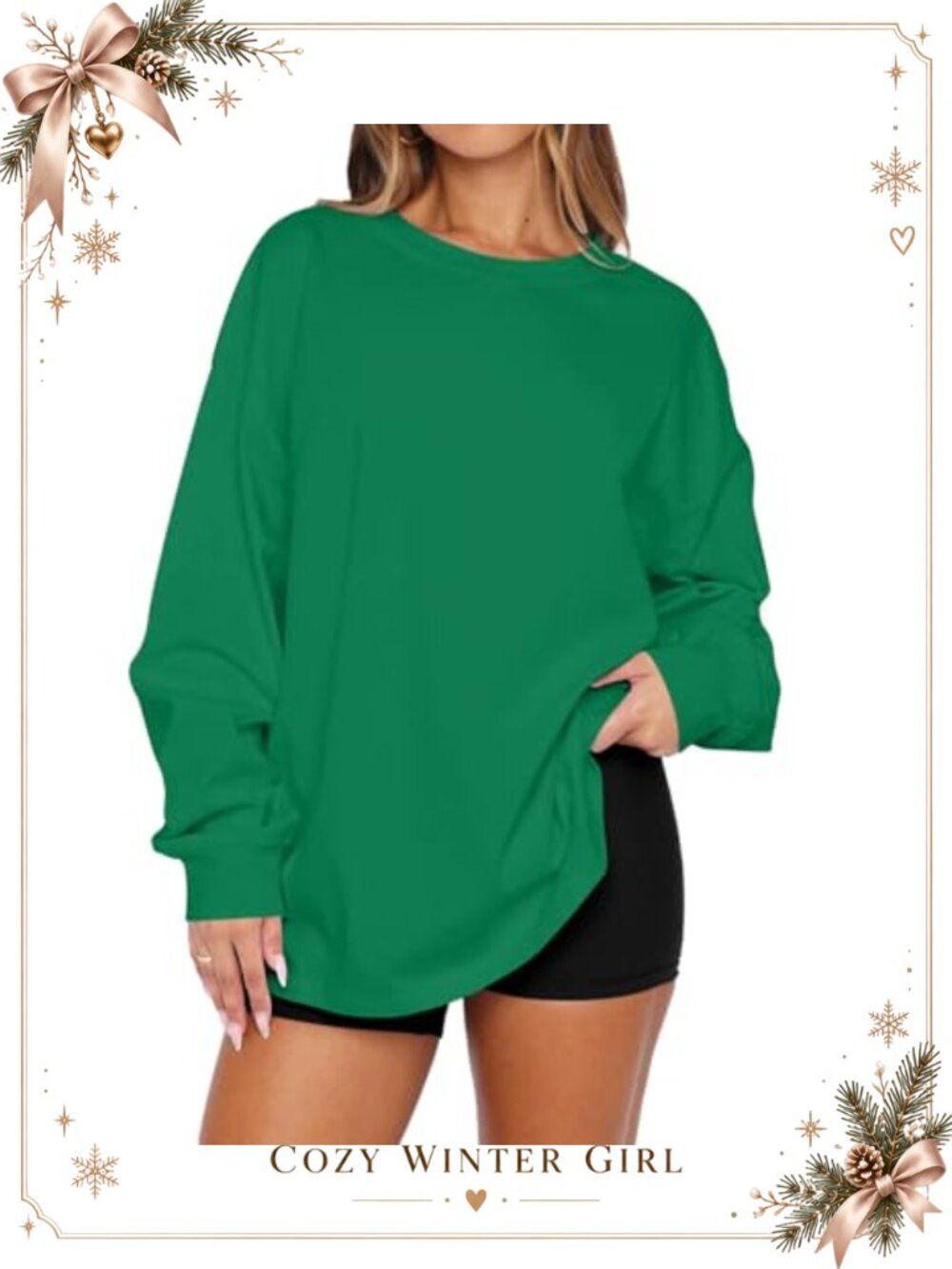 Women's Oversized Long Sleeve Cotton Tunic Pullover Sweatshirt